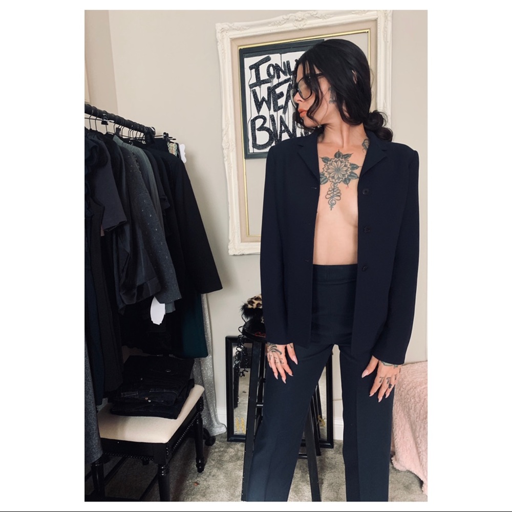 Navy blue vintage pant suit set